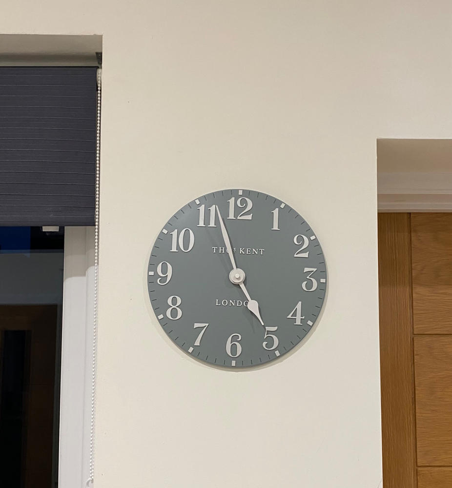 Small Wall Clock | 12 inch Arabic Flax Blue