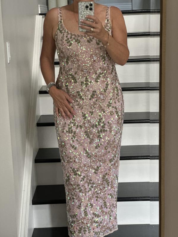 knee length dresses for ladies Mac Duggal Hand Beaded Floral Midi Dress main image 1