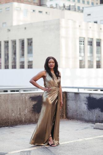 Gold One Shoulder Draped Gown | Mac Duggal