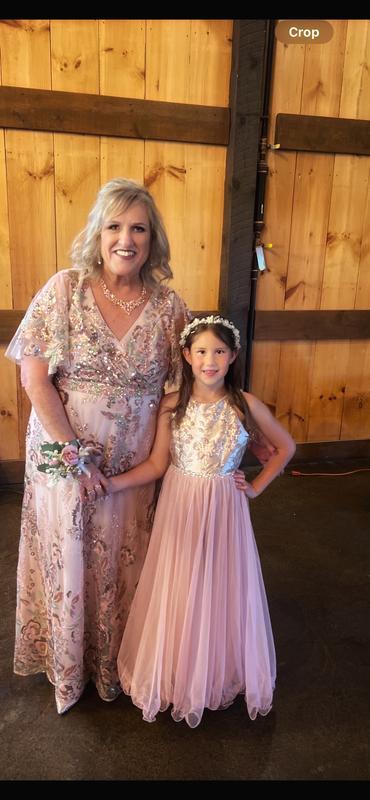 Pink Floral Embellished Short Sleeve Gown | Mac Duggal