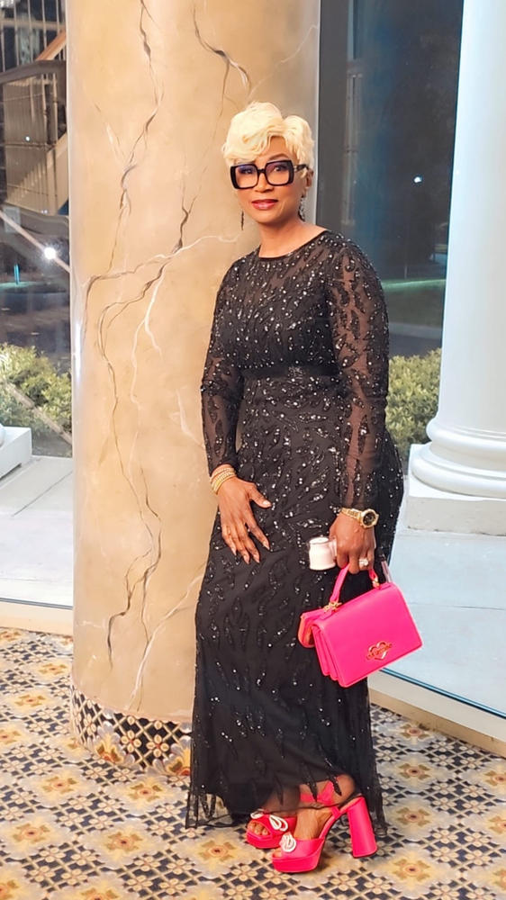Black Long Sleeve Beaded Evening Gown | Mac Duggal