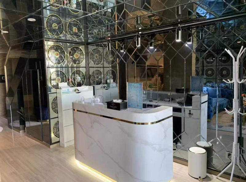 Corner Synthetic Laminate Reception Desk - Customer Photo From David Miller