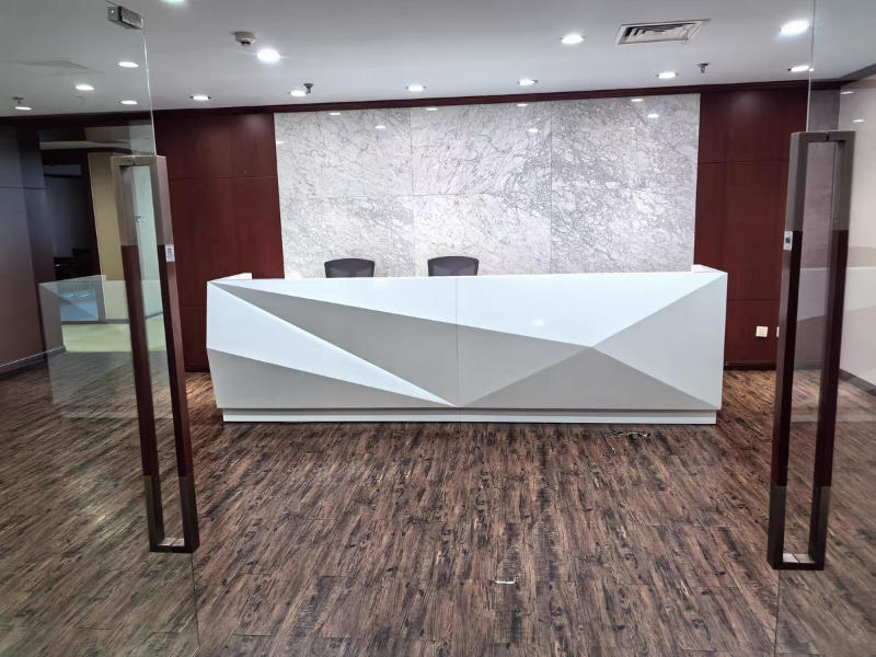 Elegant White Lacquer Front Desk – Modern Reception - Customer Photo From Jonathan Ramirez