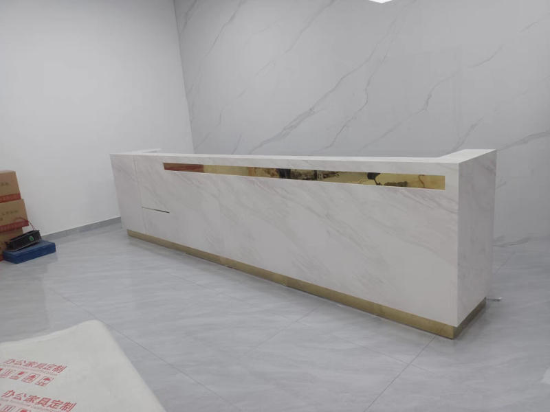 Imitation Marble Pattern Front Desk – Elegant Service Desk - Customer Photo From Natalie Brooks