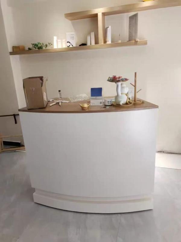 Modern Light Reception Desk - Customer Photo From daniel.thomas.boston@mail.com