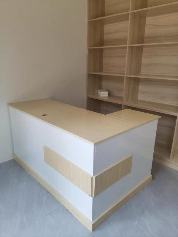 Modern Minimalist Reception Desk – White & Maple - Customer Photo From Ashley Cooper