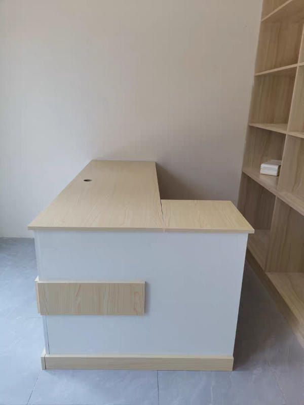 Modern Minimalist Reception Desk – White & Maple - Customer Photo From Ashley Cooper