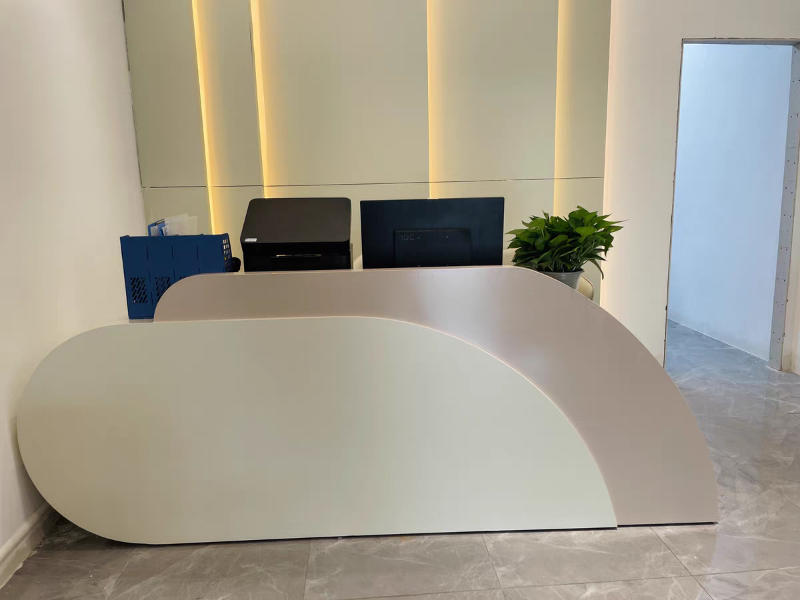 Stylish Curved Cashier Counter for Beauty Salons - Customer Photo From Megan Carter