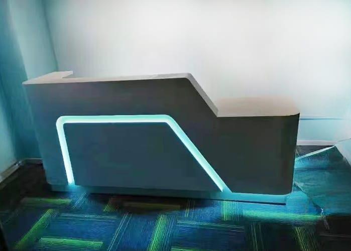 Lacquered Curved Company Reception Desk - Customer Photo From Minndy