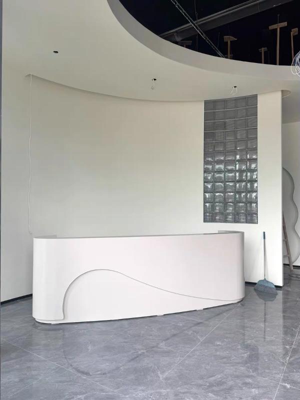 Curved Front Desk for Commercial Spaces - Customer Photo From Samuel Ortiz