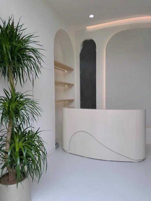Curved Front Desk for Commercial Spaces - Customer Photo From Natalie Foster