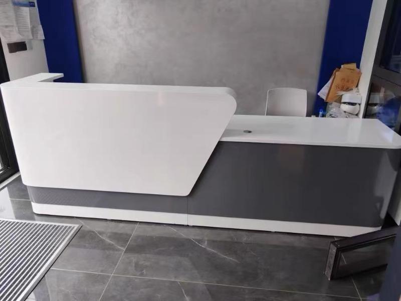 Lacquer Office Reception Desk – Curved Counter for Lobby & Consultation - Customer Photo From Olivia Harris