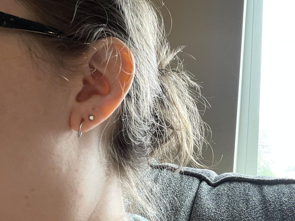 Silver Titanium Bezel Crystal Earrings - Customer Photo From RoseEllen S.