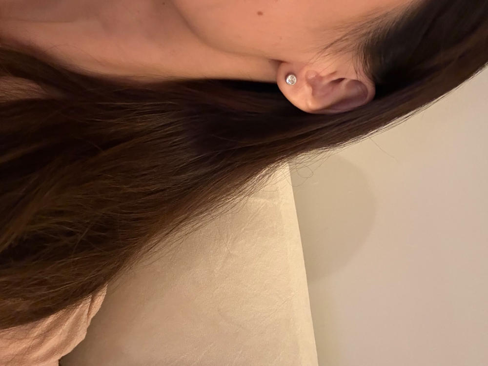 Silver Titanium Bezel Crystal Earrings - Customer Photo From Anonymous