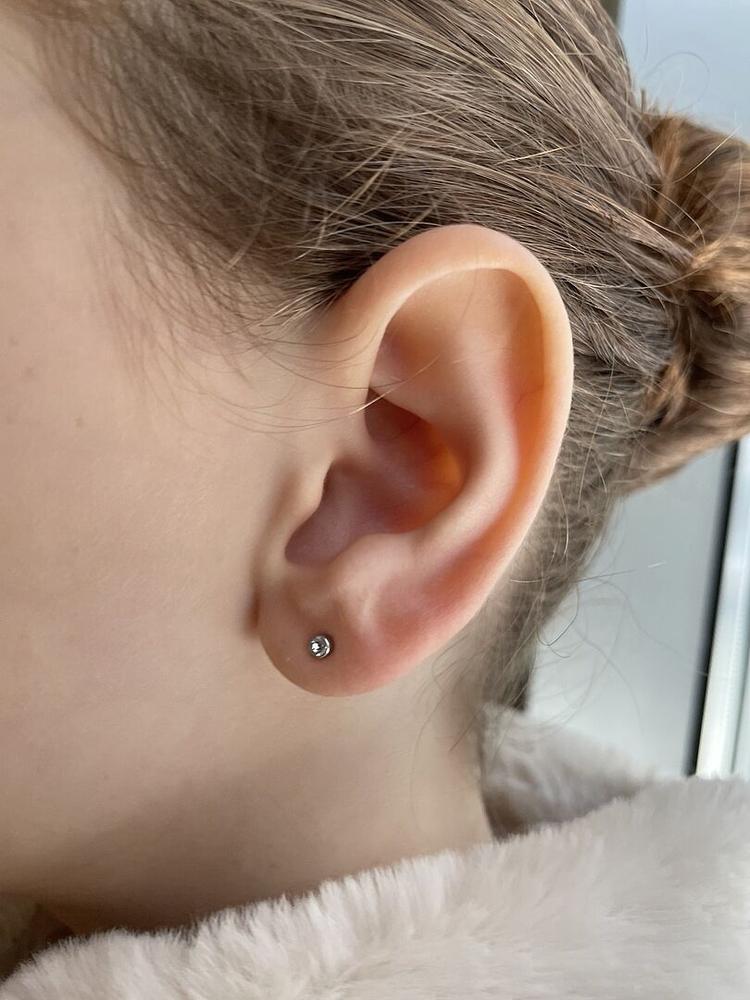 Silver Titanium Bezel Crystal Earrings - Customer Photo From Eve E.