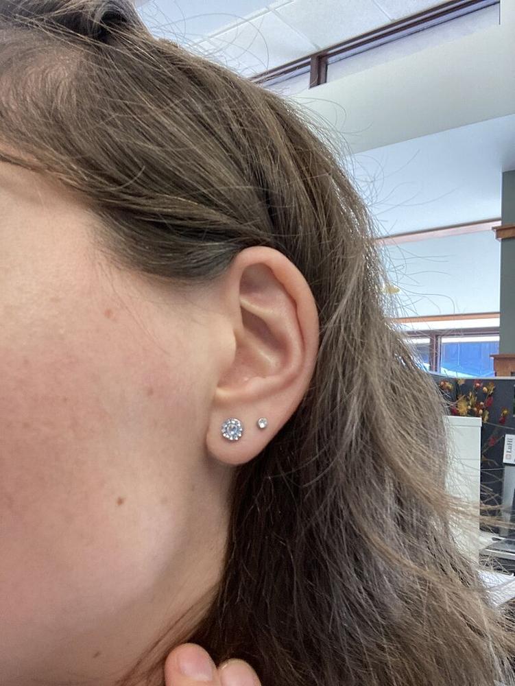 Silver Titanium Bezel Crystal Earrings - Customer Photo From Elizabeth G.