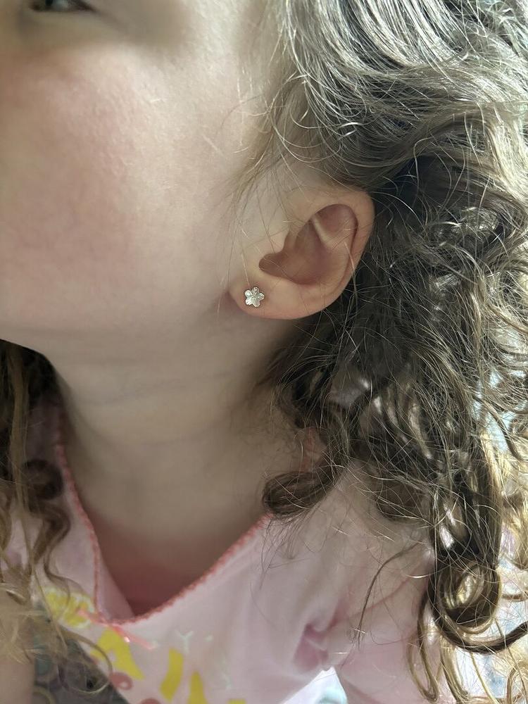 Medical Plastic 6mm Flower Earrings - Customer Photo From Emily P.