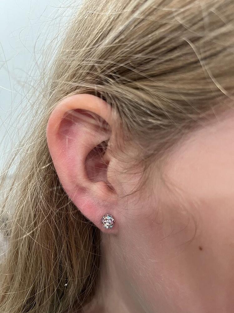 Crystal Ball 6mm Earrings - Customer Photo From France M.