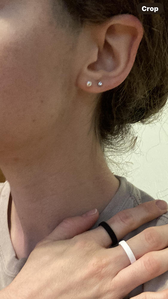 White Pearl Earrings - Customer Photo From Sara B.
