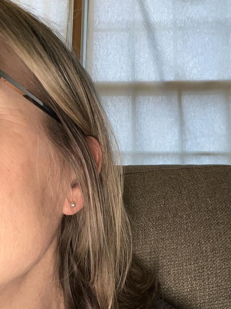 White Pearl Earrings - Customer Photo From Connie B.