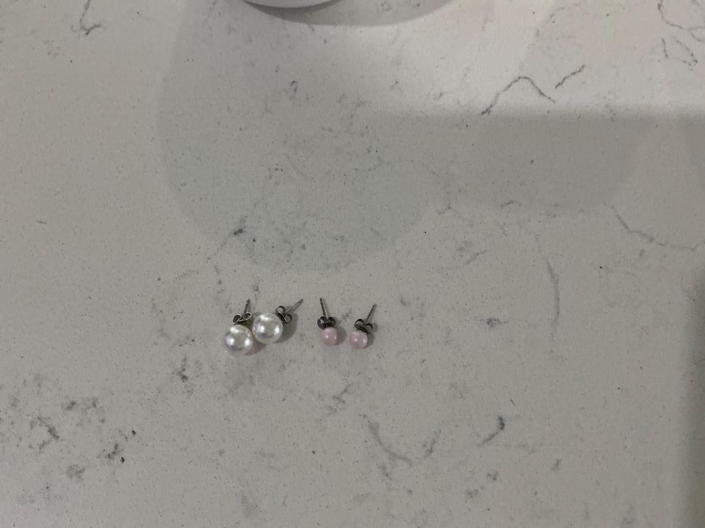 White Pearl Earrings - Customer Photo From Ashley Harrell