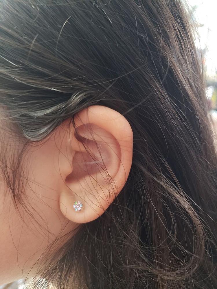 Medical Plastic 5mm Daisy Earrings - Customer Photo From Amy R.