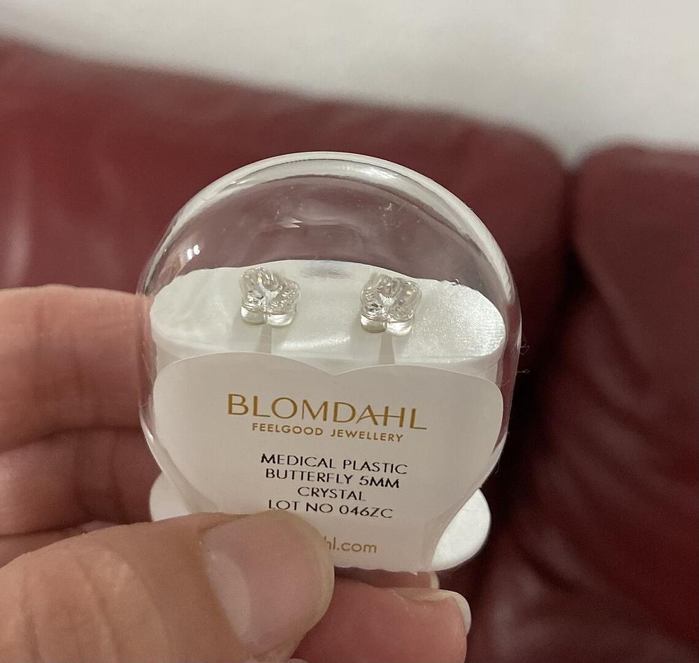 Medical Plastic 5mm Butterfly Earrings - Customer Photo From Karenia G.