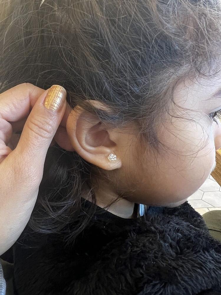 Medical Plastic 6mm Daisy White Pearl Earrings - Customer Photo From Gina G.