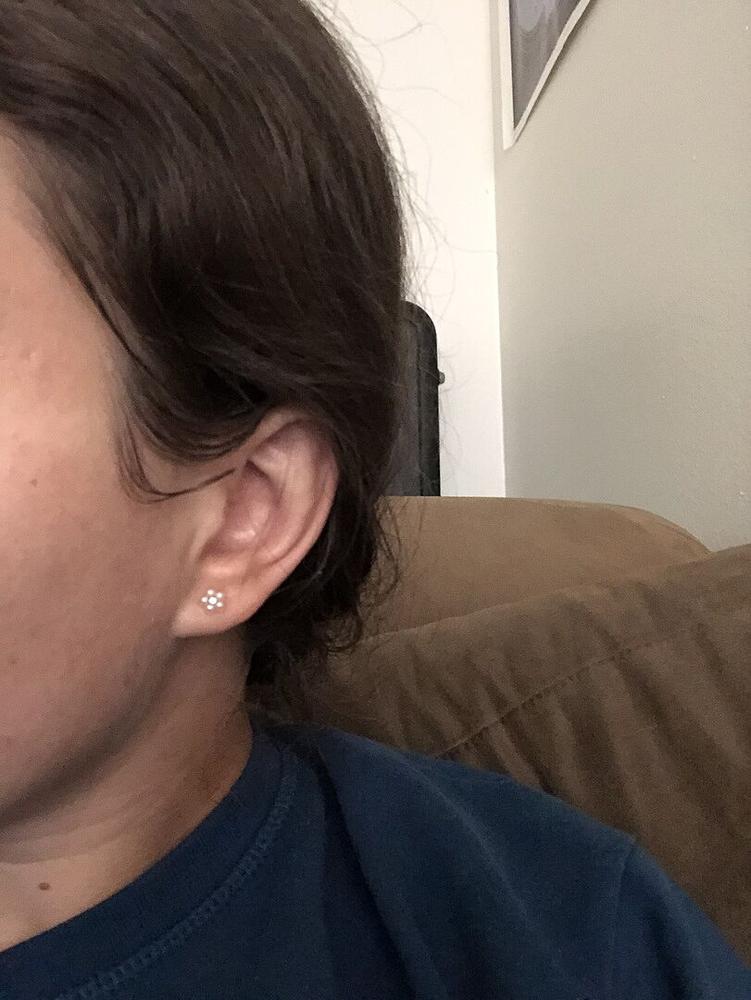 Medical Plastic 6mm Daisy White Pearl Earrings - Customer Photo From Ashley M.