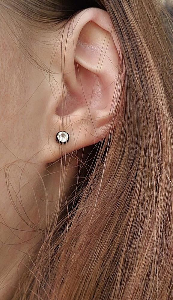 Black Titanium Bezel Crystal Earrings - Customer Photo From Courtney S.