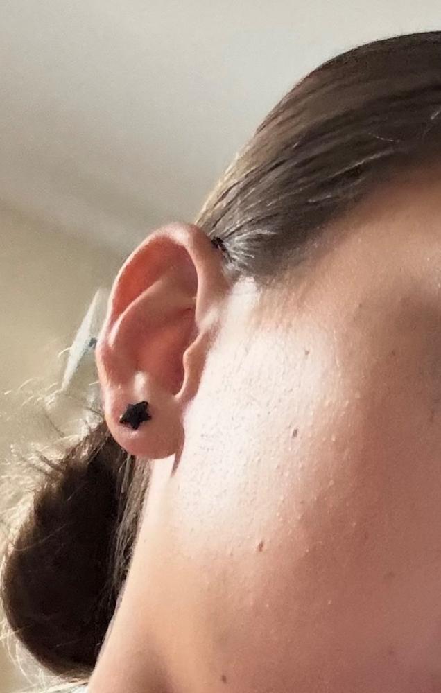 Black Titanium 8mm Star Earrings - Customer Photo From Kam Irvine