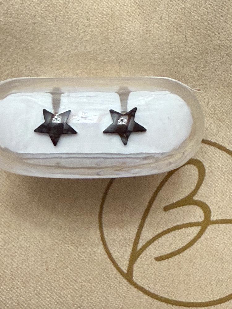 Black Titanium 8mm Star Earrings - Customer Photo From M.S.