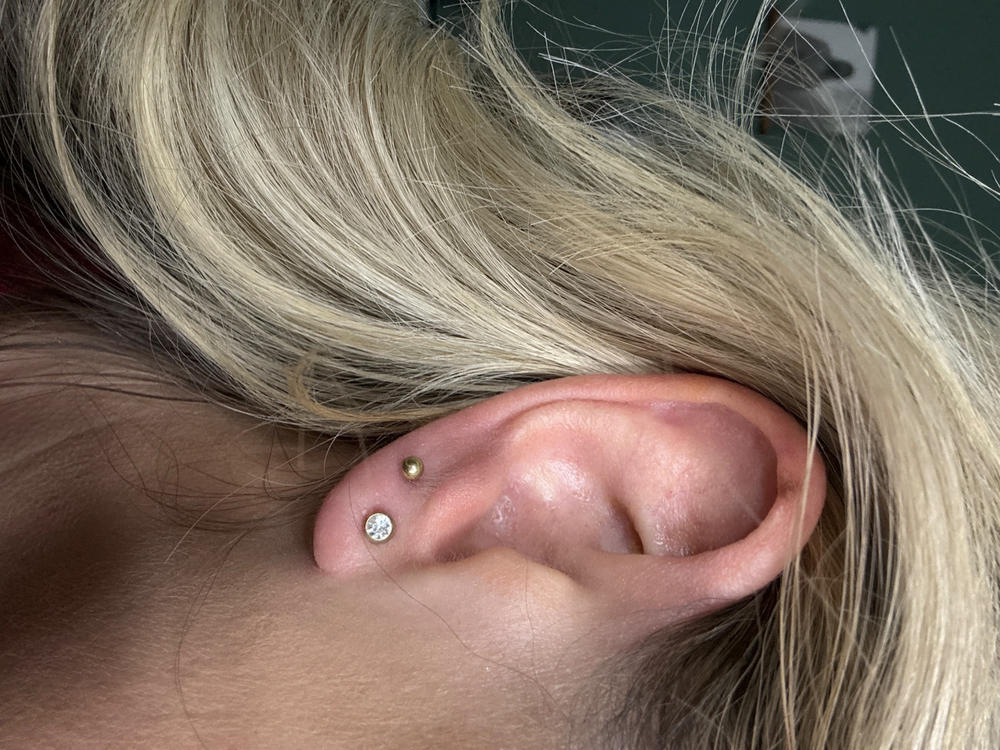 Golden Titanium Ball Earrings - Customer Photo From Madison Lachenmaier