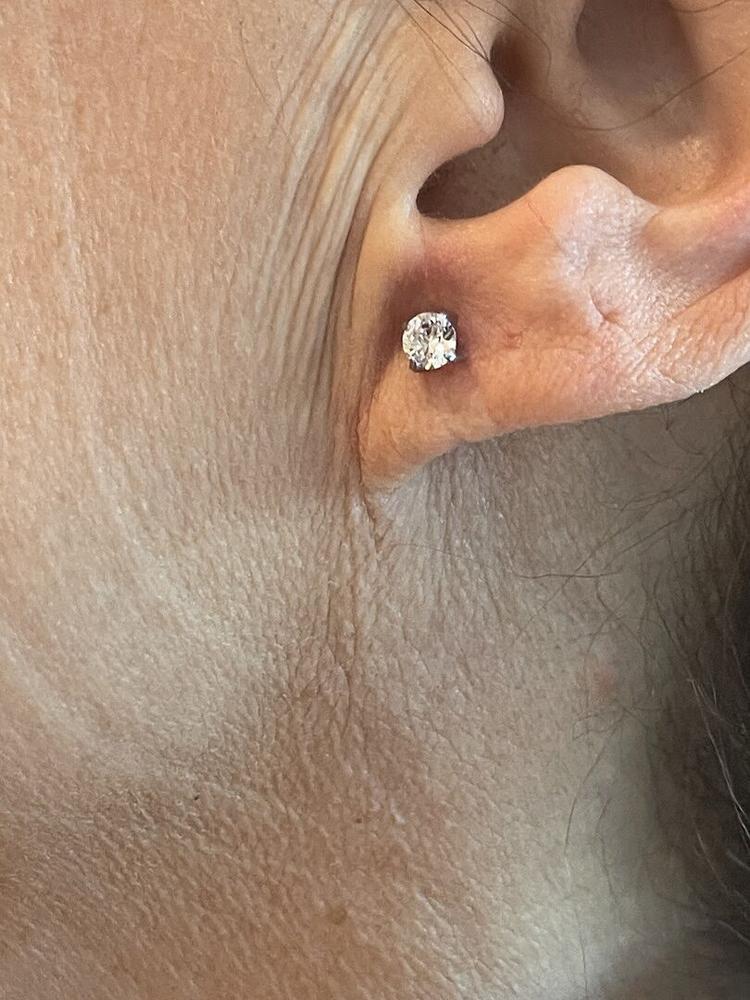 Silver Titanium Prong Set CZ Earrings - Customer Photo From Bella E.