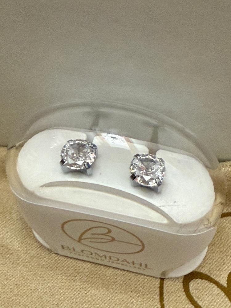 Silver Titanium Prong Set CZ Earrings - Customer Photo From M.S. 