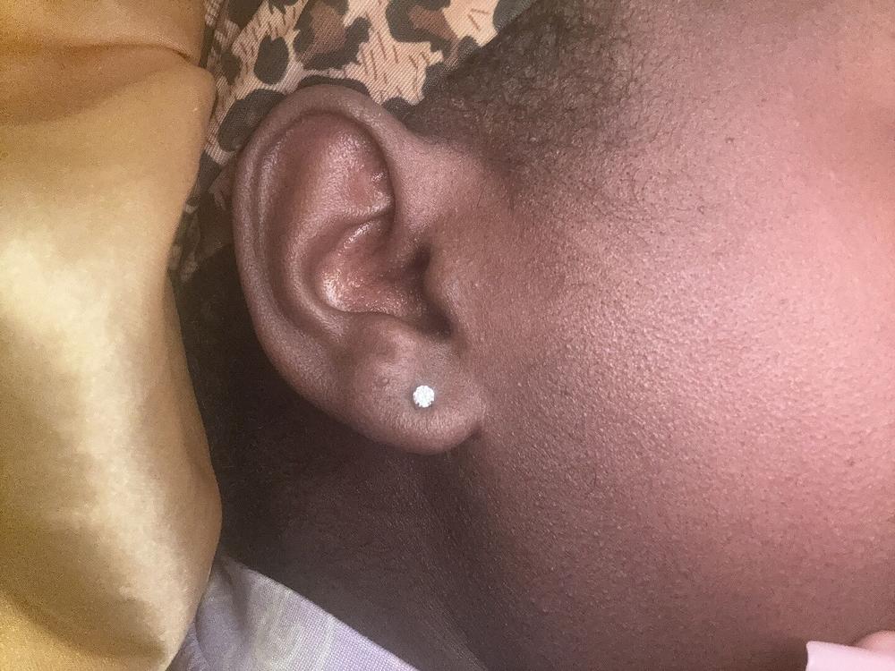 Silver Titanium Prong Set CZ Earrings - Customer Photo From Kay C.