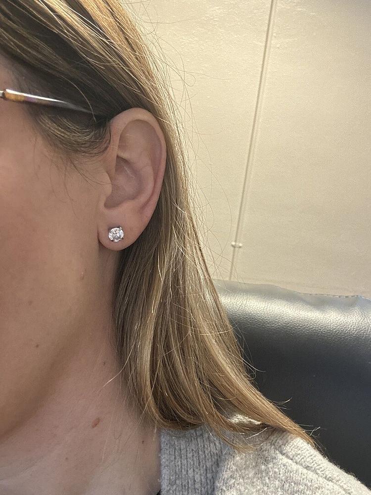 Silver Titanium Prong Set CZ Earrings - Customer Photo From Lauren R.