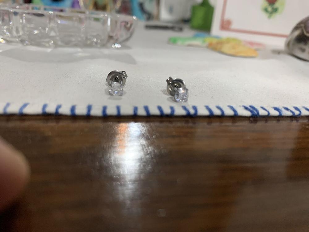 Silver Titanium Prong Set CZ Earrings - Customer Photo From BARBARA M.