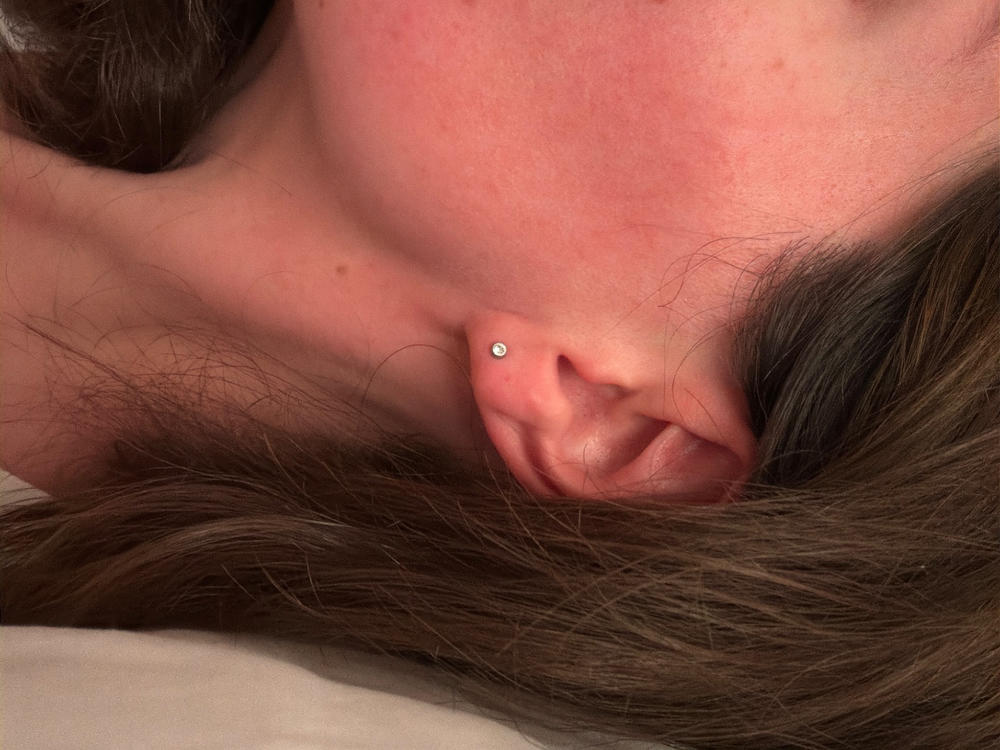 Silver Titanium Prong Set CZ Earrings - Customer Photo From Anonymous