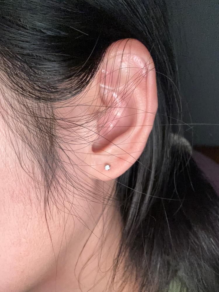 Silver Titanium Prong Set CZ Earrings - Customer Photo From Jane cha
