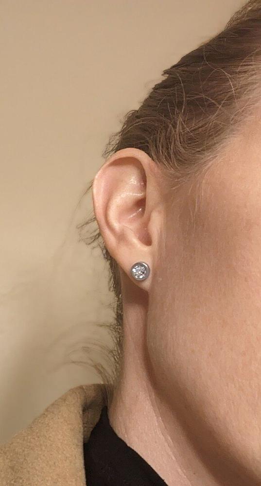 Silver Titanium Grand Bezel Earrings - Customer Photo From Benjamin C.