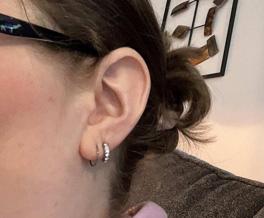 Pendant Brilliance Curved Crystal Earrings - Customer Photo From RoseEllen S.