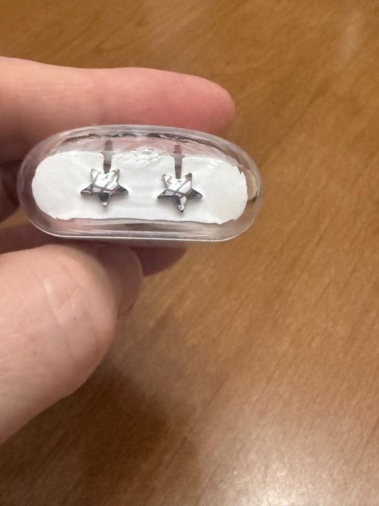 Silver Titanium Star Earrings - Customer Photo From Anonymous