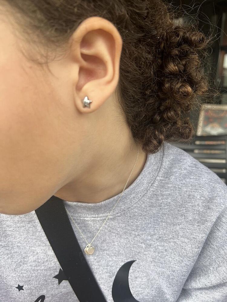 Silver Titanium Star Earrings - Customer Photo From Michelle A.