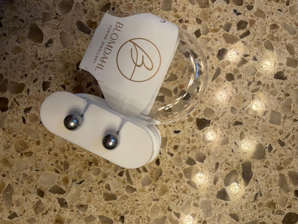 Silver Titanium Ball Earrings - Customer Photo From Anonymous