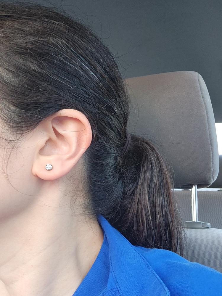 Silver Titanium 5mm Brilliance Plenary Earrings - Customer Photo From Gloria