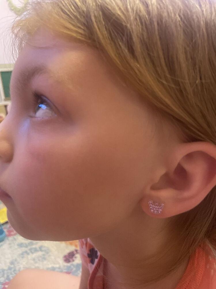 Medical Plastic Brilliance Princess Earrings - Customer Photo From Jessica S.