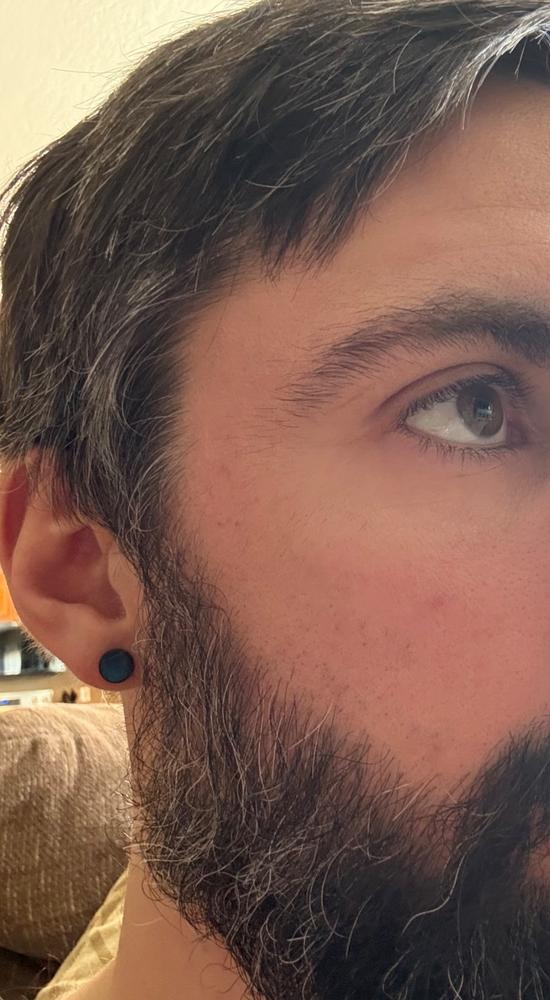 Black Titanium 8mm Puck Earrings - Customer Photo From Matt Winegard