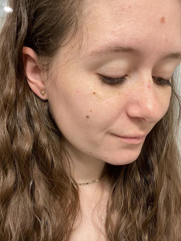 Golden Titanium 8mm Plain V Earrings - Customer Photo From Madison S.