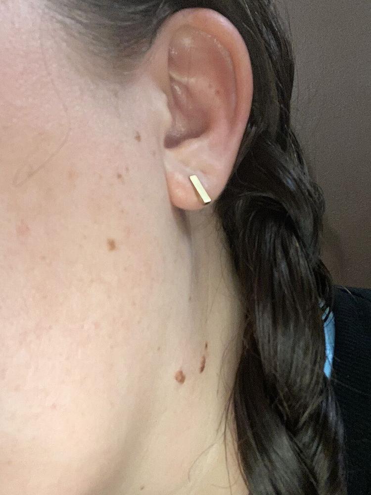Golden Titanium Plain Straight 10mm Earrings - Customer Photo From Laura A.